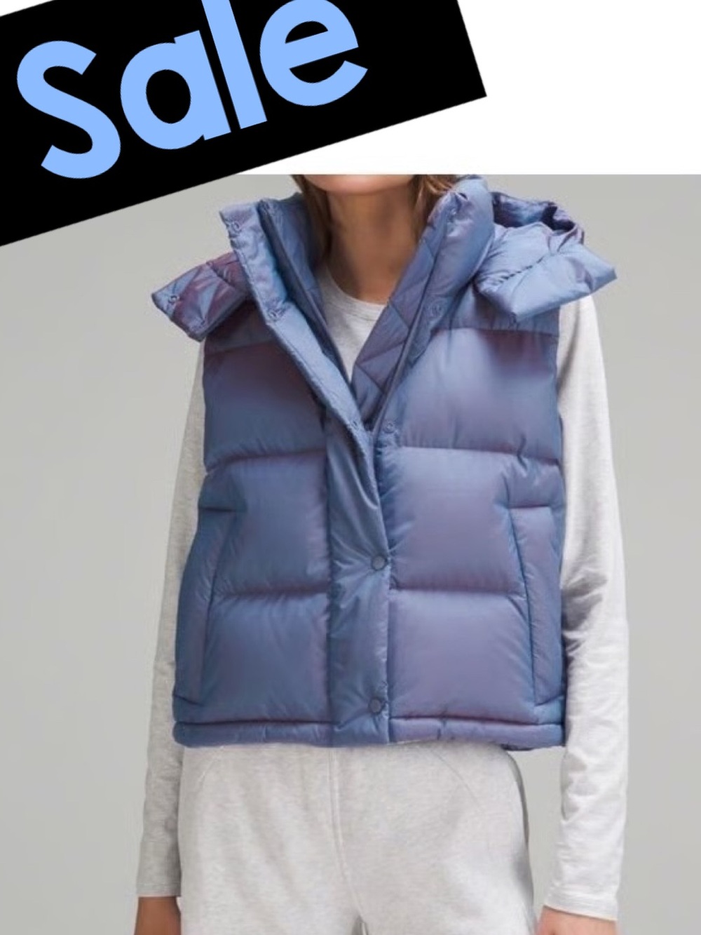 lululemon athletica Blue Wunder Puffer Cropper Vest. Size 2